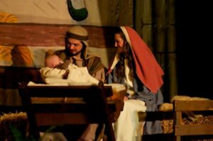 Mary and Joseph, with the newborn King